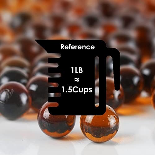 CYS EXCEL Amber Glass Gemstone Vase Filler (5 LBS) Aquarium Round Marble Beads Decorative Mosaic Pebbles - color: Amber, size: 5 LBS