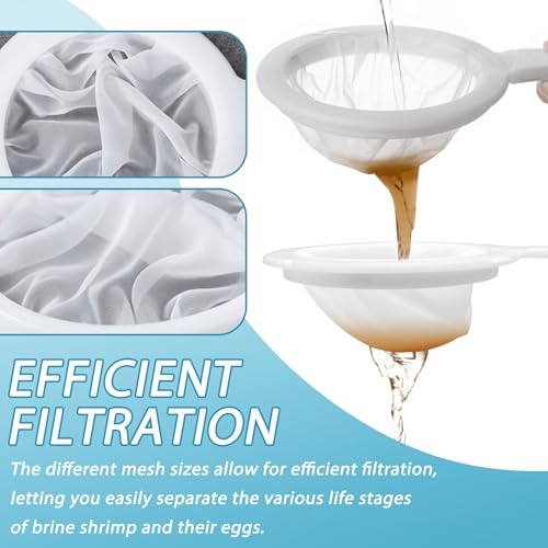 Baby Brine Shrimp Net Sieve 80, 120, 200 Mesh kit with 3 Hooks, 3 Pipettes and 5 Storage Tubes for Brine Shrimp Hatchery Filter Fry Eggs and Hatching Baby Fish Separator (14pcs Parts)