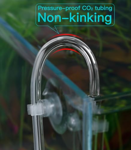 19.7ft Aquarium CO2 Proof Tubing Flexible Kink-Resistant PU Tube 3/16" with Suction Cups Check Valves, Clear - color: Clear with bag