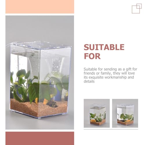 Ipetboom Small Acrylic Fish Tank 7.5 Inch Mini Desktop Aquarium Fish Box for Betta Home Office Decor