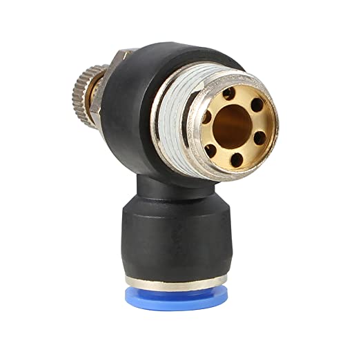 Pneumatic Push to Connect Air Flow Control Valve, 6mm Tube OD x 1/8" Male BSP Thread, Elbow 90 Degree Switch Valve Adapter Fitting (Pack of 5) - color: Pack of 5, size: 0.24" OD x 1/8" Thread