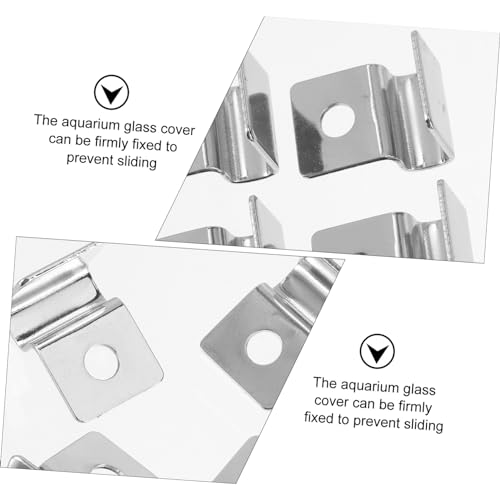 POPETPOP Fish Tank Accessories 4Pcs Fish Tank Glass Aquarium Cover Clip Support Holder Stainless Steel - Slip Aquarium Accessories Universal Lid Clips 0. 6cm Rimless Aquarium - size: 2.1x0.6cm