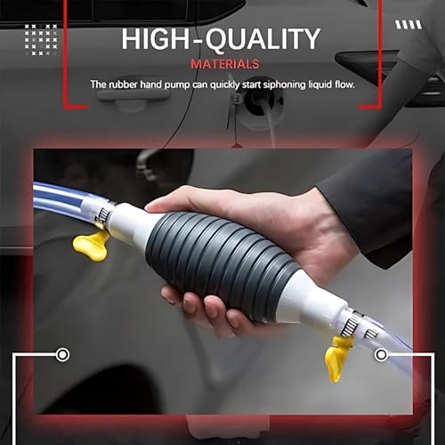 High Flow Siphon Hand Pump Portable Manual Car Fuel Transfer Pump for Gas Gasoline Petrol Diesel Oil Liquid Water Fish Tank with 1M Siphon Hose