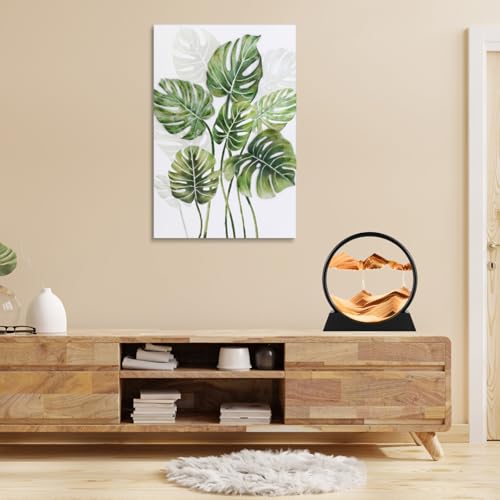Moving Sand Art Picture - Round Glass 3D Deep Sea Sandscape - 3D Quicksand Painting Decor - Relaxing Home Decoration Desk Figurine for Office, Home, Desk, Mantle, Bookshelf - (Yellow, 7 in) - color: Yellow, size: 7in