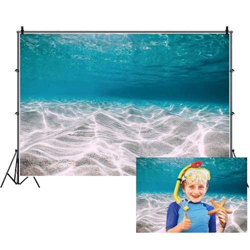 Renaiss 7x5ft Under The Sea Backdrop Blue Sea Water Ocean Sunshine Sunlight Deep Underwater World Aquarium Photography Background for Travel Holiday Seaside Party Decor Photo Studio Props - color: WSNWH17697, size: 7x5ft