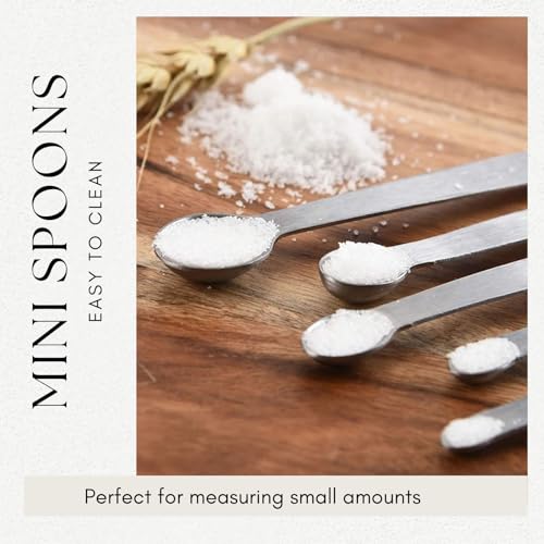 5Pcs Teaspoon Measuring Spoons, 1/4 tsp, 1/8 tsp, 1/16 tsp, 1/32 tsp, 1/64 tsp Metal Measuring Spoons Set, Stainless Steel Cooking Baking Tiny Measuring Spoon for Powders, Spices, Salt - size: 5 Pcs Mini