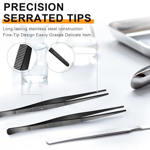 Yaomiao 4 Packs 12 Inch Bar Tweezers Black Cocktail Tongs Long Garnish Tweezers Stainless Steel Bartender Kitchen Cooking Tongs for Cocktail Food Fruit Korean BBQ Bartender Chef, Multi-use - color: Black, size: 12 Inch