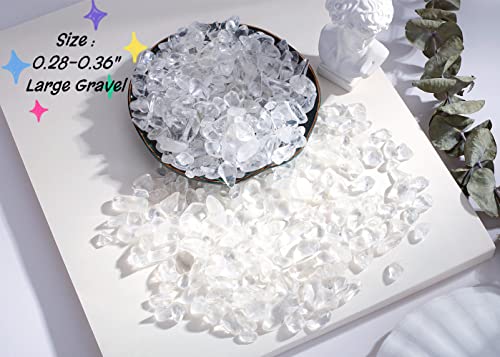 Clear Quartz Crystals Tumbled Stones Polished Rocks Chips Stone Crushed Crystal Healing Natural Gem Gravel Home Decoration mini Aquarium Tank Plants Small Vase Filler Landscape Bottom Ornament 250G - color: White - Clear Quartz, size: 0.55 Pound
