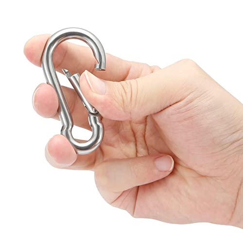 sprookber Stainless Steel Spring Snap Hook Carabiner - 304 Stainless Steel Caribeener Clips, Set of 6 - size: 2.75 Inch