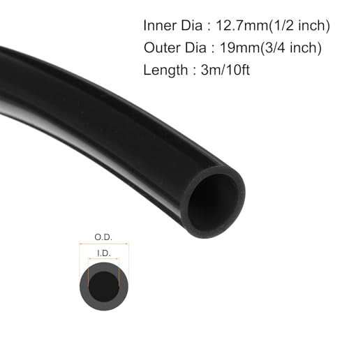 MECCANIXITY 10ft Silicone Rubber Tubing 1/2" ID 3/4" OD Plastic Tube Flexible Air Hose for Brewing, Wine Making, Pump Siphon, 12.7mm x 19mm, with 2pcs Clamps, Black - color: Black, size: 1/2" x 3/4"