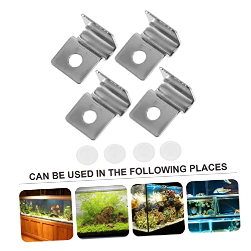 POPETPOP Fish Tank Accessories 4Pcs Fish Tank Glass Aquarium Cover Clip Support Holder Stainless Steel - Slip Aquarium Accessories Universal Lid Clips 0. 6cm Rimless Aquarium - size: 2.1x0.6cm