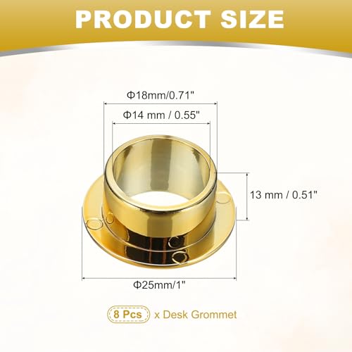 M METERXITY 8-Pack Desk Grommet, 1 Inch 25mm Plastic Desktop Cable Hole Cover Plastic Grommet for Home/Office Desktop Wire Organizer [Gold] - color: Gold, size: 1 Inch