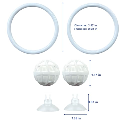Betta Fish Exercise Ring and Filter Balls Set, Betta Ring Training Loop with Suction Cup and Nitrifying Ball, Betta Enrichment Toys, Aquarium Toys for Fish Turtle Tank Small Fish Tank (White, M-73mm) - color: White, size: M-73mm