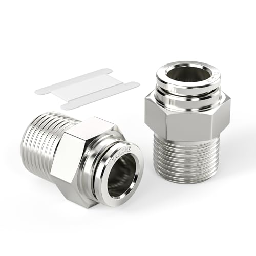 TAILONZ PNEUMATIC 304 Stainless Steel Male Straight 5/16 Inch Tube OD x 1/4 Inch NPT Thread Push to Connect Fittings PC-5/16-N2 (Pack of 2) - size: 5/16''OD 1/4''NPT