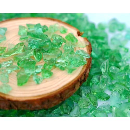 Green Blunt Crushed Glass Sprinkles,for Crafts Jewelry Making and DIY Resin Molds Decoration Glass Chips,2-4mm Glitter Colorful Clear Chunky Shards,Broken Crystals Sparkle(100g) - color: green