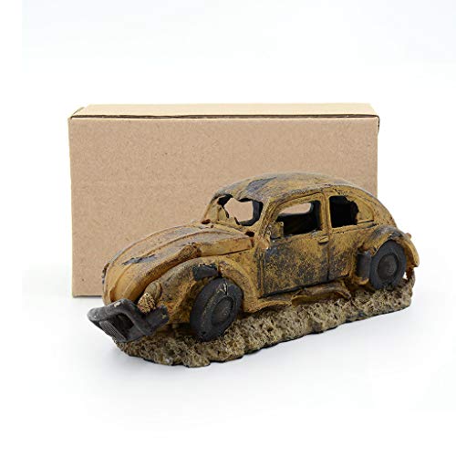boxtech Decorations for Aquarium, Aquarium Resin Ornament Decorations, Imitation Car Wreck for Air Bubble Stone Oxygen Pump Fish Tank
