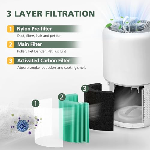 Core 300 Toxin Absorber Replacement Filter for LEVOIT Core300-P Core 300 VortexAir Air Purifier, 3-in-1 Activated Carbon, Core 300-RF-TX, 2 Pack, Green - color: Green