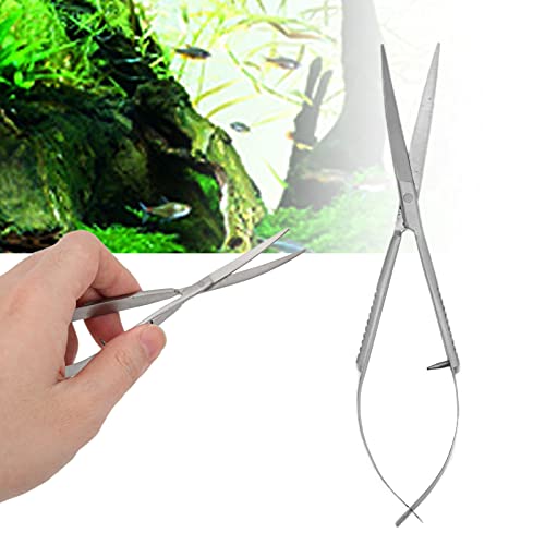 Stainless Steel Waterweed Tool Shears, Spring Rebound Aquatic Plant Trimming Scissors with Curved Blades for Precision Landscaping in Small Fish Tanks
