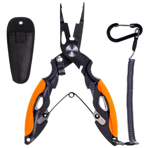 Titanium Coated Micro Fishing Pliers Precision Split Ring Pliers for Ultralight Fishing with Storage Pouch & Lanyard Orange - color: Orange