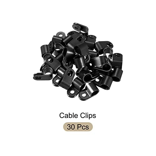 R-type Cable Clips Wire Management Clamp, [for Keeping Wire Neat ] - Nylon / 0.37-inch/Black / 30 Pcs - size: 0.37-inch