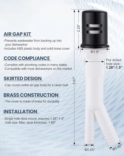 Kitchen Faucet with Air Gap: WOWOW Stainless Steel Kitchen Sink Faucet and Dishwasher Air Gap Kits for Kitchen Sink 2 or 4 Hole, Oil Rubbed Bronze Kitchen Faucet Combo with Sprayer - color: C: Oil Rubbed Bronze, style: Kitchen Faucet with Air Gap Kit