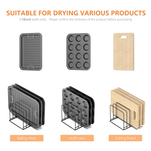 KORRTFID Kitchen Cabinet Organizer, Steel Cookware Holder, Divided Holder with 5 Slots for Skillets Baking Tray and Chopping Board Rack - Baking Pan Holder Storage (1 PC) - style: 1 PC