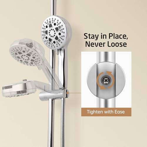 KES Shower Slider Bar 40 Inches with Adjustable Handheld Shower Head Holder for Bathroom Screw Mounted, SUS 304 Stainless Steel Polished Finish, F209S100DG-PS - color: Polished Finish, style: 39.9-Inch+Drill Mounted