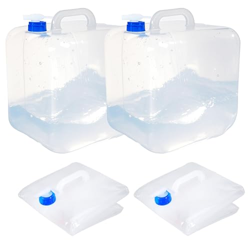 Collapsible Water Container with Spigot & Hook, BPA Free Water Jug, Foldable Carrier Bucket, Water Storage Container for Camping Hiking Survival Kit, 2-Pack (20L/5.3 Gallon) - size: 5.3 Gallon