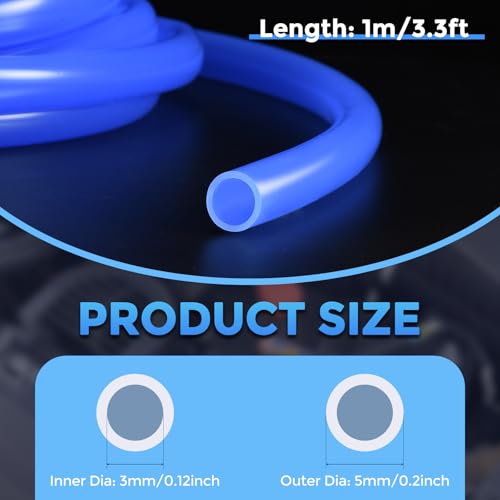 Silicone Tubing,3mm ID x 5mm OD Pure Silicon Tube High Temp Silicone Hose [for Home Brewing,Pump Transfer,Aquaponics]-3.3 ft Length/Blue - color: Blue, size: 3mm ID x 5mm OD x 1 m