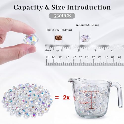 DomeStar 550PCS Bright Clear Vase Fillers, Small Acrylic Fake Ice Rocks Gems Crystals Diamonds Table Centerpiece Fish Tank Table Scatter Photography Props Display (0.4 * 0.6) - color: Bright Clear