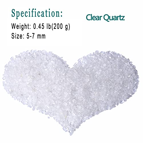 MAIBAOTA Natural Clear Quartz Crystal Rocks Chips Vase Filler Rocks for Succulent Plant Small Fish Tank Aquarium Gravel Decorative Pebbles Stones(200 gram) - color: White-clear Quartz, size: 0.45 Pound