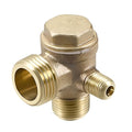 Brass 3-Port 90-Degree Right Male Threaded Air Compressor Check Valve (1/8"x1/2"x3/4) - Air Compressor Parts - size: 1/8"x1/2"x3/4