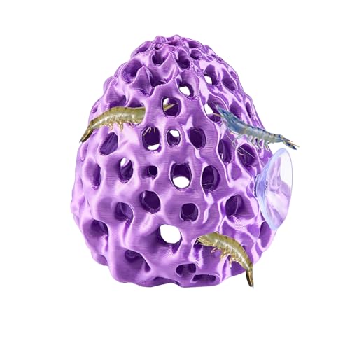 Shrimp Dome Hide, Shrimp Hides for Aquarium, Betta Fish Hideout with Suction Cup, Betta Habitat Tank Ornament Accessories, Aquarium Decor for Small Fish Guppy Hiding Resting (Purple) - color: Purple