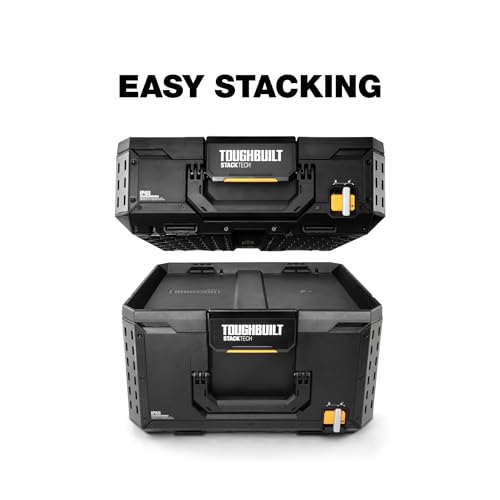 ToughBuilt – StackTech Low Profile Organizer, Slim Modular Storage with Clear Lid, Auto-Locking System & Customizable Compartments (TB-B1-O-10) - size: Low Profile