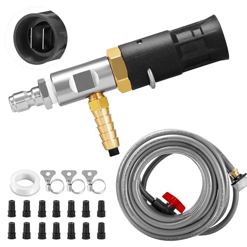 Adjustable Long-Range External Chemical Injection for Pressure Washer, Downstream Injector Nozzle Kit 4-4.5 GPM, 1/4" Quick Connect/15FT Siphon Hose, 2500 to 4000 PSI - size: 15 FT Hose, style: 4-4.5 GPM