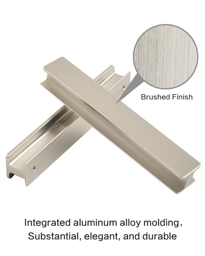 5 Pack Modern Self-Adhesive Handles for Kitchen Cabinets 6 Inch Long Brushed Nickel Cupboard Door Handle Drawer Pulls Self-Stick Instant Peel and Stick - color: H-Brushed Nickel, size: 6 Inch