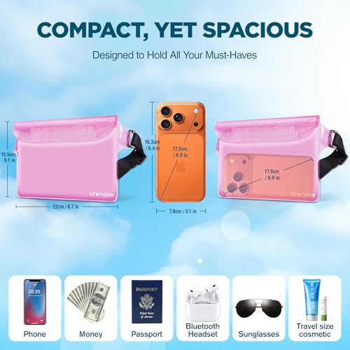 Waterproof Fanny Pack for Women, Waterproof Pouch for Phone Passport Purse, Beach Accessories Dry Bag, Floating Water proof Bags for Cruise Ship Travel Water Park Boating Fishing Diving Kayaking Pool - color: Red & Black