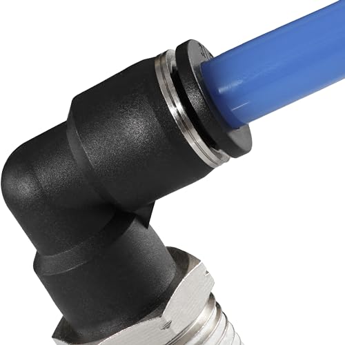 1/8 Air hose fittings, Air fittings Male Elbow 1/8 Inch Tube OD x 1/4 NPT Thread Push to Connect Fitting, PL-1/8-N2 (Pack of 10) (1/8-1/4) - size: OD 1/8 - NPT 1/4