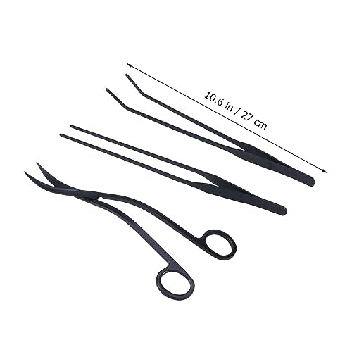 3pcs Fish Tank Water Grass Scissors Set Tweezers Brush Long Handle Easy to Use for Plant Care