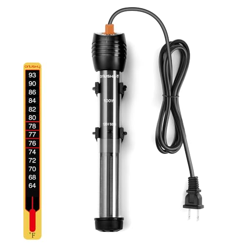 Submersible Aquarium Heater, Adjustable Fish Tahk Heater with Free Thermometer Suitable for Marine Saltwater and Freshwater - size: C100