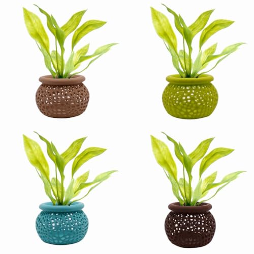 Aquarium Plant Pot Holders, Aquatic Plant Holder, Securely Hold Aquatic Plants, Promoting Healthy Root Growth, Fish Tank Aesthetic (Pack of 4) - color: Pack of 4