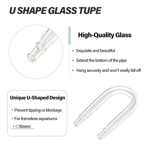 LINLAN 4-Piece Aquarium Glass U-Tube Connector, Anti-Kink Design,for 5/16 inch (4mm) ID Air Hose,Fits Air Pumps & CO2 Diffusers，Accessory for Rimless Aquariums - size: 4 PCS Glass