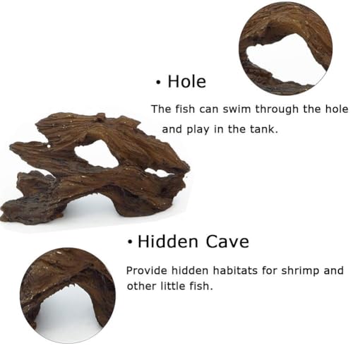 4 Pcs Aquarium Resin Driftwood Decoration Log Fish Tank Cave Hideout Wood Decor Freshwater Betta Ornament Aquarium Decorations