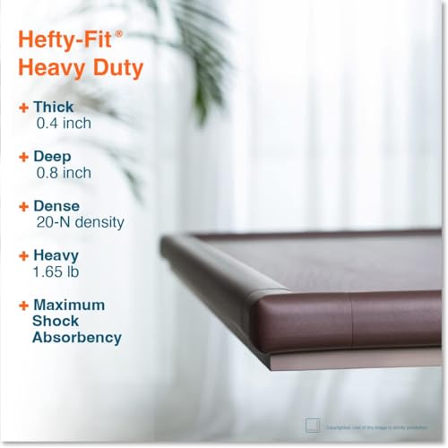 Roving Cove HeftyFit Edge Corner Protector Baby Proofing (Large 18ft Edge 8 Corners), Heavy-Duty, Soft NBR Rubber Foam, Furniture Fireplace Safety Bumper Guard, 3M Adhesive, Coffee Brown - color: Coffee Brown, size: Large 18 feet