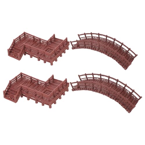 Ciieeo 4pcs Aquarium Miniature Landscape Figurines – Z-Shaped Staircase Arch Bridge – Fish Tank Decoration Accessories for DIY Fairy Garden and Bonsai Scene