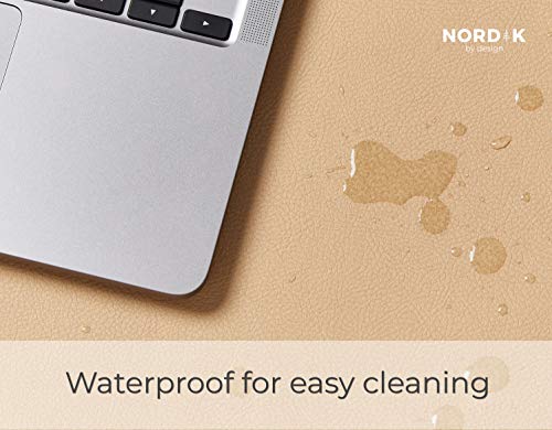 Nordik Leather Desk Mat Cable Organiser (Champagne Beige 89 X 43 cm) Premium Extended Mouse Mat for Home Office Accessories - Non-Slip Vegan Leather Desk Pad Protector & Desk Blotter Pad - color: Champagne Beige