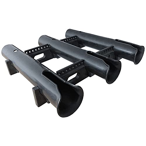 ISURE MARINE Fishing Rod Holder Bracket Wall Mounted Boat Side Mount Tool Holder Tube Links with Screws 2/3/4/6 Pole Tube (White/Black) - color: 3-Link Black