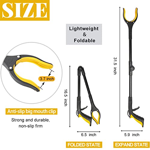 Fish Tank Accessories - 31" Aquarium Tweezers Grabber for Aquarium Landscaping Decoration Grab and Place Garbage Cleanup Foldable Gripper Multi-Function Mobility Aid Reaching Assist Tool(Yellow)