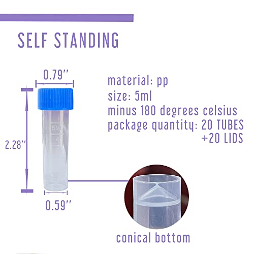 36 Piece Small 5ml Graduated Vials with Storage Box Rack, Leakproof Aquarium Water Test Tube Replacement Liquid Sample Vial Holder Container for Seed Bead Small Screw Tiny Stone