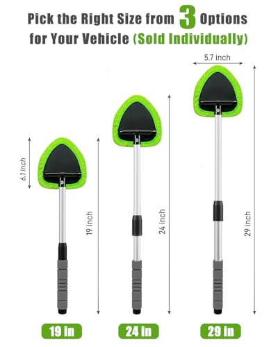 XINDELL 29-inch Windshield Cleaner Tool – Car Interior Window Cleaning Kit with Extended Long Handle & 4 Microfiber Pads, Auto Wiper Windshield Brush for Car, Trucks, SUVs, RVs & Home - size: 29in